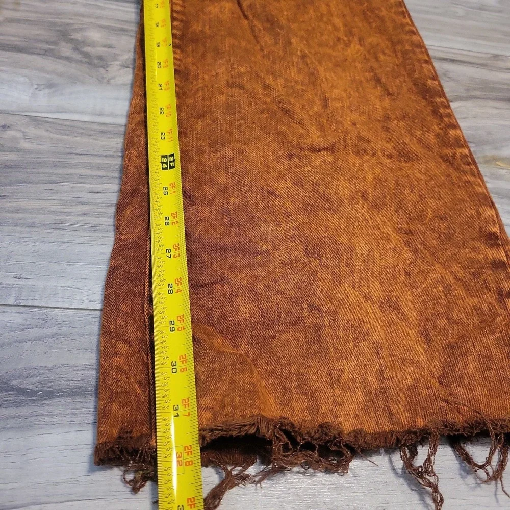 Judy Blue Jeans Womens 13/31 Rust Color Dryed Wash Raw Hem Wide Leg